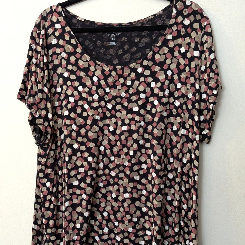 Preswick & Moore Women's Printed Short Sleeve Knit Top – Size 3X